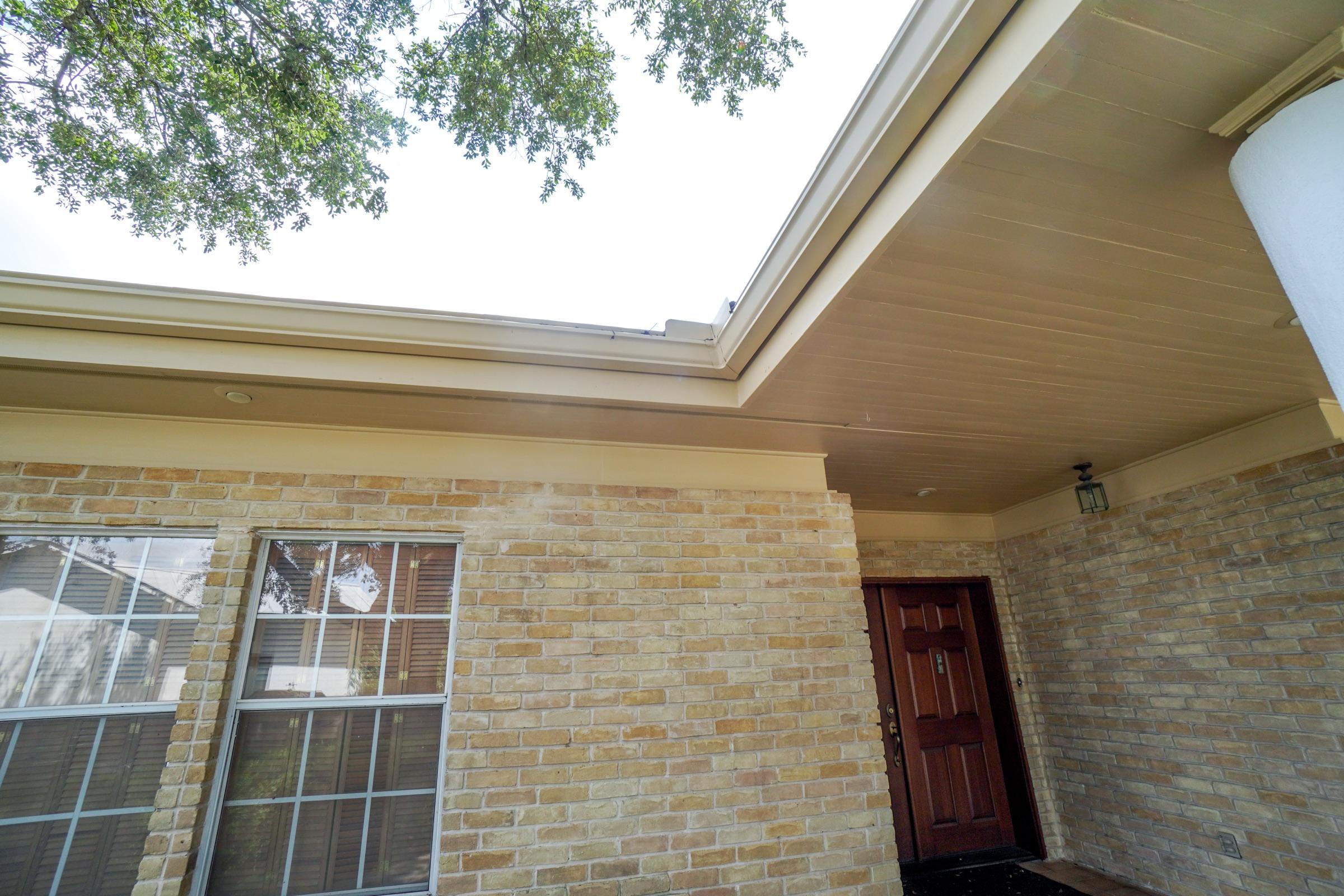 Freshly finished front entry soffit and columns
