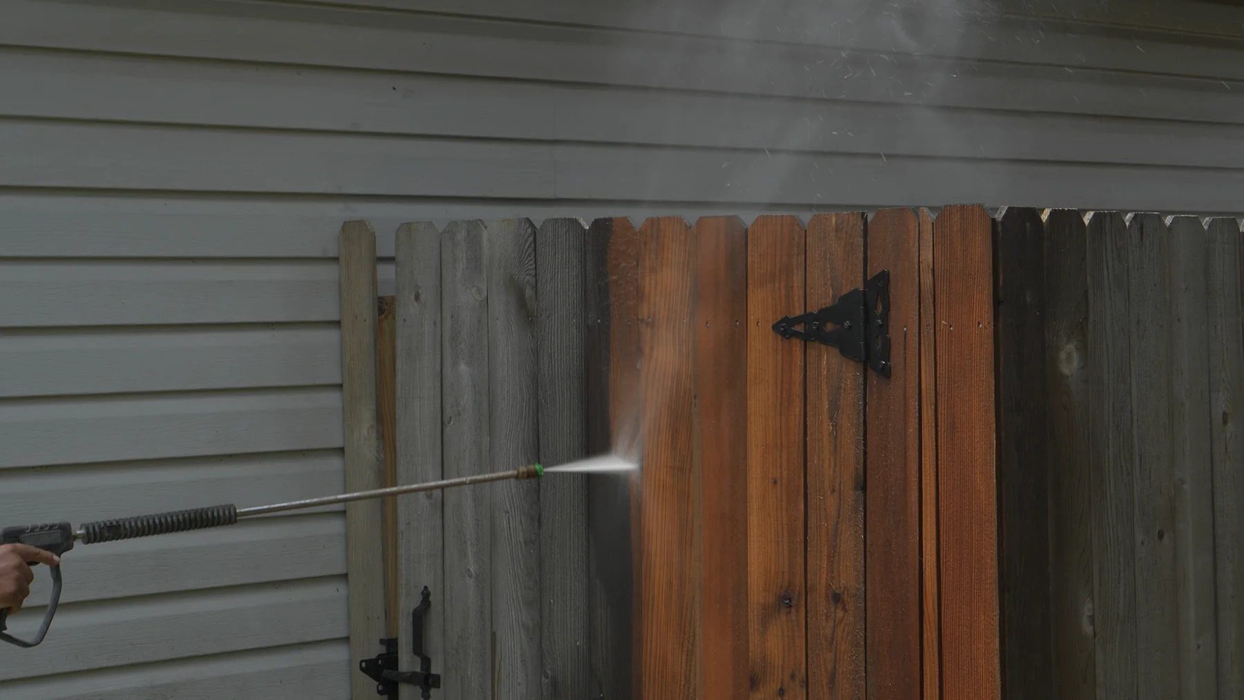 Freshly finished wood fence